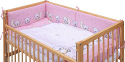 Dětská postýlka se stahovací bočnicí - přírodní ECO - 120x60 cm s kompletní výbavou Toro Barva soupravy: Toro růžová