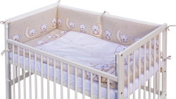 Dětská postýlka se stahovací bočnicí - bílá - 120x60 cm s kompletní výbavou Toro Barva soupravy: Toro béžová