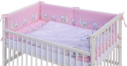 Dětská postýlka se stahovací bočnicí - bílá - 120x60 cm s kompletní výbavou Toro Barva soupravy: Toro růžová