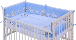 Dětská postýlka se stahovací bočnicí - bílá - 120x60 cm s kompletní výbavou Toro Barva soupravy: Toro modrá