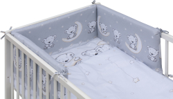 Dětská postýlka s vyndavacími příčkami - bílá - 120x60 cm s kompletní výbavou Toro Barva soupravy: Toro šedá