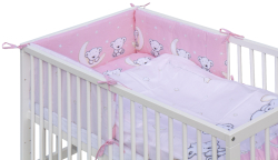 Dětská postýlka s vyndavacími příčkami - bílá - 120x60 cm s kompletní výbavou Toro Barva soupravy: Toro modrá