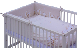 Dětská postýlka s vyndavacími příčkami - bílá - 120x60 cm s kompletní výbavou Toro Barva soupravy: Toro modrá