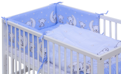 Dětská postýlka s vyndavacími příčkami - bílá - 120x60 cm s kompletní výbavou Toro Barva soupravy: Toro modrá