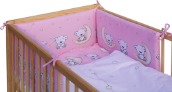 Dětská postýlka s vyndavacími příčkami - přírodní ECO - 120x60 cm s kompletní výbavou Toro Barva soupravy: Toro růžová