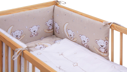 Dětská postýlka s vyndavacími příčkami - přírodní ECO - 120x60 cm s kompletní výbavou Toro Barva soupravy: Toro šedá