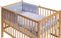 Dětská postýlka s vyndavacími příčkami - přírodní ECO - 120x60 cm s kompletní výbavou Toro Barva soupravy: Toro šedá