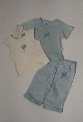 Benniny 2 trička a kalhoty Capri modré, v. 6-9 měs