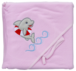 Froté ručník s kapucí růžová delfín