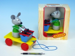 Myš s xylofonem dřevo tahací  TEDDIES