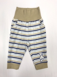 Kalhoty velurové Liška béžové modrý pruh vel:62-86