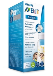 Kojenecká láhev Avent Anti-colic 260 ml, 1 ks opice