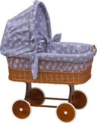 Proutěný košík na miminko s boudičkou Scarlett Hvězdička - šedá