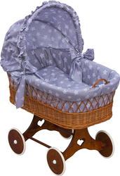 Proutěný košík na miminko s boudičkou Scarlett Hvězdička - šedá