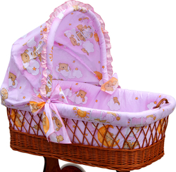 Proutěný košík na miminko s boudičkou Scarlett Mráček - růžová