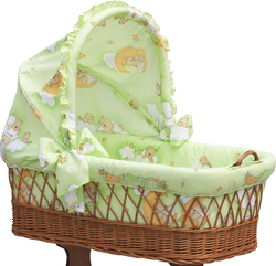 Proutěný košík na miminko s boudičkou Scarlett Mráček - zelená