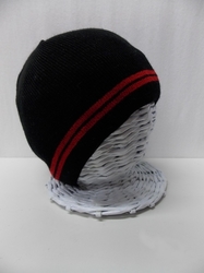 Zimní čepice černá/červený pruh vel.3 (42 - 44 cm)