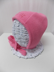 Zimní čepice kojenecká zavazovací TAGO světle růžová MĚSÍČKY