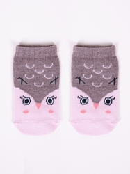 Dívčí bavlněné ponožky s motivem zvířátek Vel. 0-3m RŮŽOVÁ SOVA