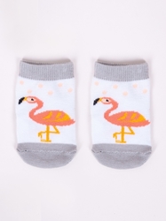 Dívčí bavlněné ponožky s motivem zvířátek Vel. 0-3m BÍLÍ PLAMEŇÁK