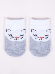 Dívčí bavlněné ponožky s motivem zvířátek Vel. 0-3m BÍLÁ KOČIČKA