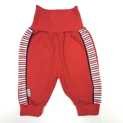 Kalhoty bavlněné červené s pruhy vel:56-68