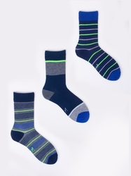 Chlapecké ponožky bavlněné zelený proužek 3 v balení Vel. 34/36  21-23cm
