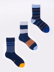 Chlapecké ponožky bavlněné oranžový proužek 3 v balení Vel. 34/36 21-23cm